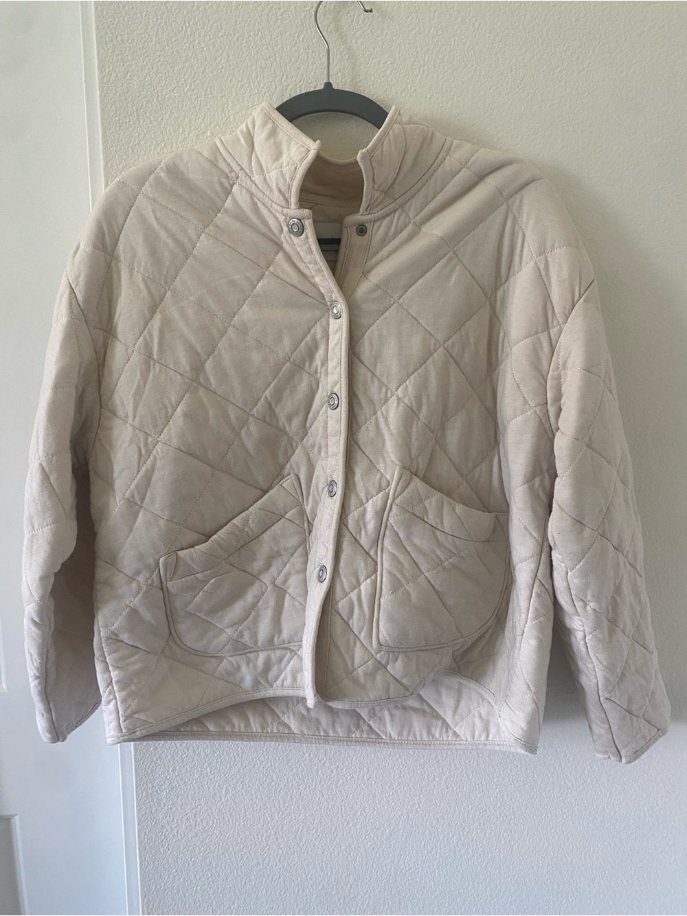Kensie Quilted Light Cream Puffer Jacket